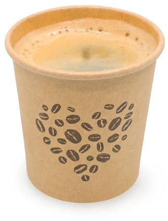 ECODESIGN-US 100 Pack Disposable Coffee Cups - 4 Oz Espresso - Kraft Unbleached Paper Cups for Home Office or Party
