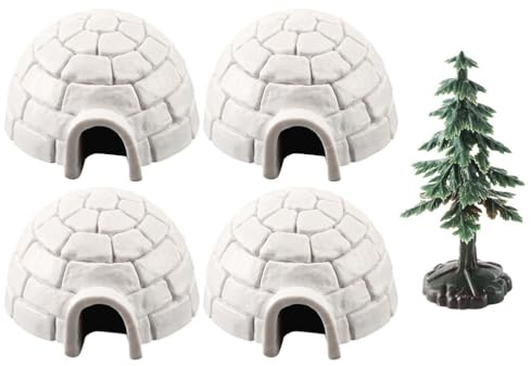 TOYANDONA 1set Miniature Ice House Figurines Con Albero Artificiale Decorazioni Natalizie Per Desktop e Paesaggi Ice Houses e Albero Per Spazi Ridotti Ambienti Festivi