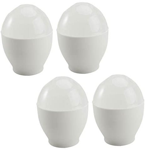TOPBATHY 4 Pezzi Cuociuova per Microonde in Pp Bianco, Tazze per Uova a Vapore per Preparazione Colazione e Accessorio da Cucina Pratico