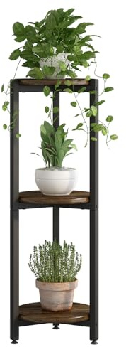 YIZAIJIA Plant Stand Indoor Corner Tall 3 Tier Metal Modern Flower Storage Plant Shelf Holder for Living Room Balcony Garden,Black (3 Tier-Black Round)