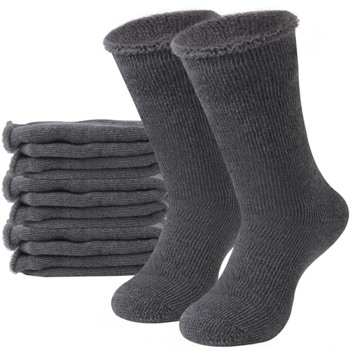 Sunew Cold-Weather Thermal Socks 4 Pairs Women Men — Ultra-Warm Heat Retention for Camping, Skiing & Daily Winter Wear,Dark Grey Medium