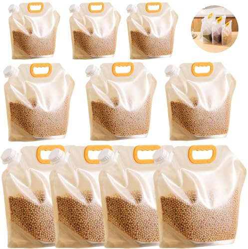10 sacs de conservation alimentaire, sacs étanches à grains, sacs de conservation debout de grande taille réutilisables avec poignée et bouchon, sans BPA (3XS+3XM+4XL)