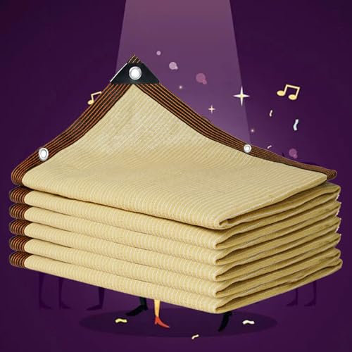 Tenda da Sole per Esterno Telo Ombreggiante con Occhielli, Tenda Vela Telo Vela Tessuto Ombreggiante Traforato 90% Rete Di Protezione UV Copertura Serra Giardino Tetto Piscina,beige-4x4m