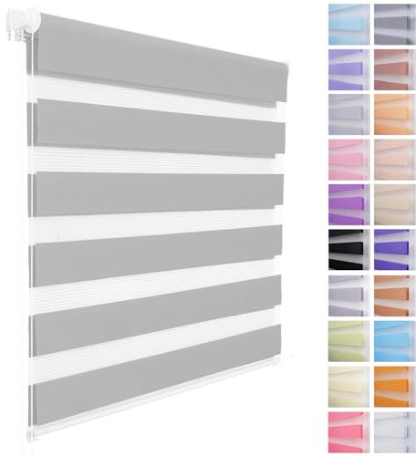 Maßgeschneiderte Größe Doppelrollo für Fenster,Premium Zebrarollo Lichtdurchlässig Aber Blickdicht,Sichtschutz Sonnenschutzrollo Zebrarollo Hitzeschutz Fensterrollo