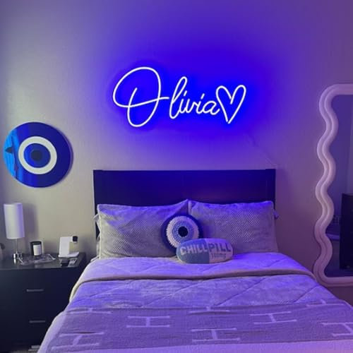 Haisic Neon Personalizado, Luces Neon Personalizadas Nombre Profesional, Brillo Ajustable USB/RGB LED Letrero para Décor Pared Dormitorio Boda Gaming Negocio Exterior Cumpleaños Regalos -(25-150 cm)
