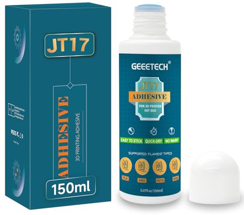 GEEETECH 3D Drucker Haftung JT17 150ML, 3D Drucker Klebestift, 3D Drucker Kleber Perfekte der First Layer, Wasserlösliche Formel, Kleber für 3D Druck Kompatibel mit PLA, ABS, PETG Filament