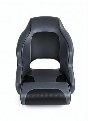wellenshop Hochwertiger Flip UP Bootssitz, Steuerstuhl grau/schwarz Carbon Look für Boot