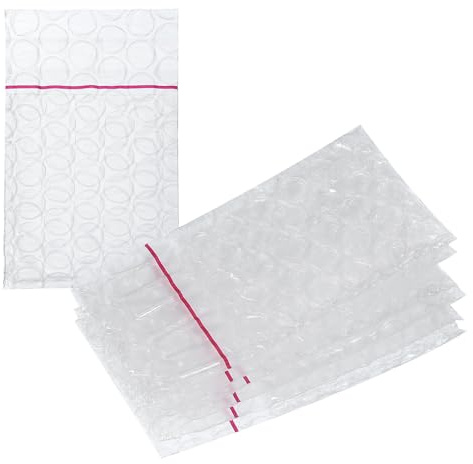 sourcing map Lot de 100 pochettes à bulles auto-scellantes - 5 cm + 3 x 5 cm - Double paroi épaisse - En mousse résistante aux chocs - Pour déménagement, expédition, emballage et rangement