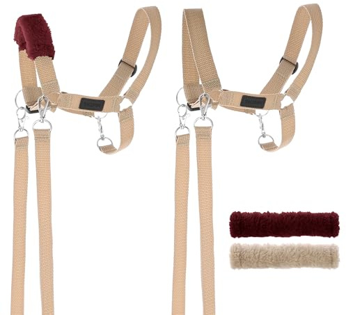 SKIPPI Cavezza per Hobby Horse - Beige, Hobby Horse Accessori, Set Redini e 2 Coperture in Pile, Taglia Unica