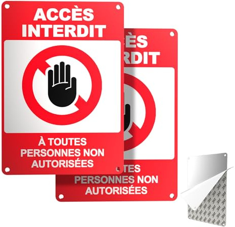 Upifen Panneau d'avertissement Accès Interdit Personnes Non Autorisées - Aluminium 1mm - 300x200mm Rectangulaire Pré-percé avec Kit de Fixation