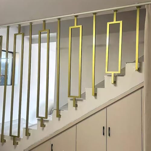 Corrimano per scale, asta di supporto di sicurezza per corrimano per scale montata a soffitto, moderno corrimano a L in tubo quadrato, balaustre in ferro battuto per parapetto esterno ed interno(Frame