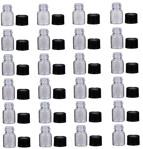 Veemoon 50Pièces Bouteilles Verre Transparent avec Bouchon à Vis Lot de Flacons Rechargeables pour Huiles Essentielles Cosmétiques et Échantillons de Parfum Parfaits pour Voyage