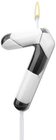 Soccer Candle, Football Birthday 7th Number Seven Candles Soccer Cake Topper Sport Theme Cake Decorations for Boys Girls Seventh Birthday Celebration Decor Supplies (Number 7)