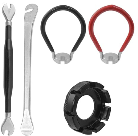 SyiXute 5 Pièces Outil pour Rayons de Vélo,Clé à Rayons 8 Voies de Vélo,6 Tailles Calibre 10-15,Clef à Rayon Velo en Acier pour Truing Réparation Vélo Roues de Cyclisme
