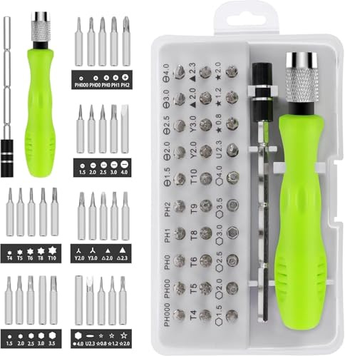 Juego de destornilladores de precisión 32 en 1 – Philips Torx en forma de Y ranurado hexagonal en forma de T, puntas de destornillador magnéticas triangulares, kit de mini destornilladores para PC