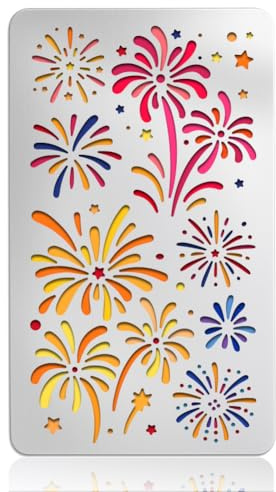 UNICRAFTALE Metall Schablonen Für Feuerwerksmotive Basteln Holz Brennen Weihnachts Feuerwerk Vorlagen Edelstahl Wiederverwendbar Neujahr Feuerwerk Schablone Für Feierkarten Scrapbooking Neujahr