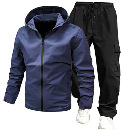 Chándal para hombre, 2 piezas, impermeable, chaqueta de lluvia a prueba de viento+pantalones de lluvia, ropa de lluvia para pesca, senderismo, camping, ocio, esquí, chaqueta softshell, traje de nieve
