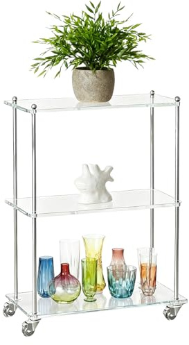 Vitsrisea Carro acrílico - Estantería de almacenamiento móvil de 3 pisos | Estantería de almacenamiento móvil - para casa, apartamento, salón, cocina, baño, oficina, estudio, balcón, terraza, boda