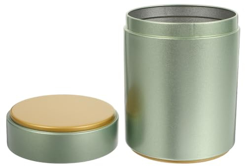 IDEANATEGRATE Light Green Tea Caddy for Tea Bags Tinplate round Tea-leaf Sealed Jar with Multipurpose Storage Jar Feature Easy to Carry and Clean for Home Kitchen Storage