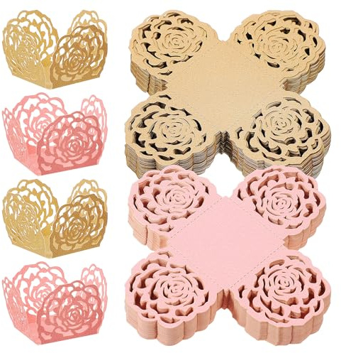 ULTECHNOVO Involucri per Tartufi 100 Pezzi Piccoli Pirottini di Carta Svasati per Dolciumi, Carta da Imballaggio per Cioccolatini, Mini Vassoi di Separazione Quadrati a Forma di Fiore Cavo per