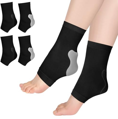 Fefod Achilles Tendonitis Hälskärmsskyddsstrumpor, 2 par fotledsbandage, Achillessenadstöd kompressionsgelvadderade hylsor för plantarfasciit, artrit, akillessena, för damer & herrar