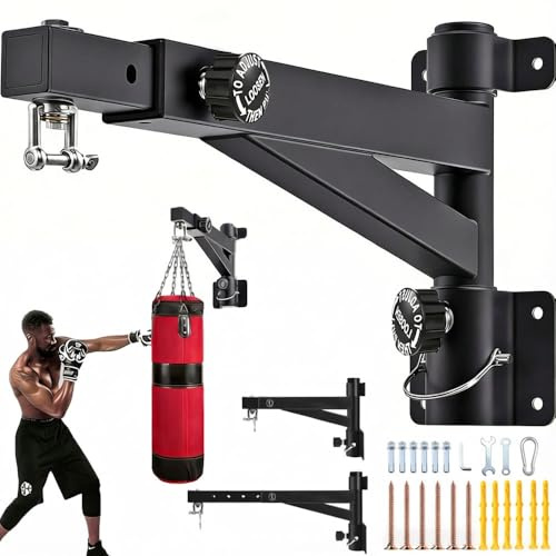 Boxsack Halterung Wandhalterung Edelstahl Boxsackhalterung Deckenhaken | Boxsack Aufhängung Haken, bis 363kg, Längenverstellbar 43-63 cm, 180° Drehen Boxsackständer für Muay Thai MMA Training Home
