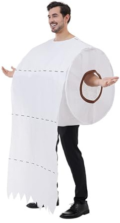 Funny Halloween Costumes Toilet Roll Couple Suit Fancy Dress | Realistic Toilet Roll Print, Unisex Couple Costume, Lightweight, Easy On Off, Stage Performance, Comedy Halloween Fancy Dress
