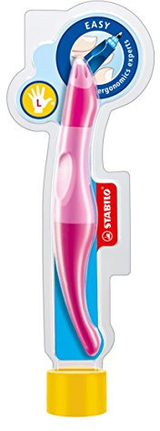 STABILO Ergonomischer Tintenroller für Linkshänder - EASYoriginal in pink/hellpink - Schreibfarbe blau (löschbar) - inklusive Patronen