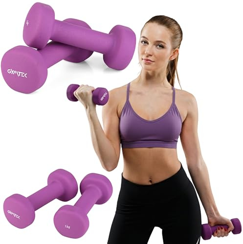 Queenfit Neopren Hanteln Frauen Set, Kurzhanteln 2er Set von 0,5 bis 2 kg, Dumbbell Set, Gymnastikhanteln für Damen Gymnastik, Yoga, Pilates, Fitness Kraftraining Workout für Zuhause