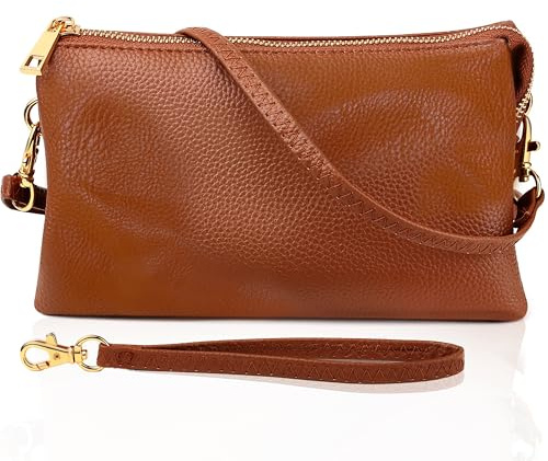Humble Chic Vegan Leather Wristlet Clutch or Small Purse Crossbody Bag, Includes Adjustable Shoulder and Wrist Straps