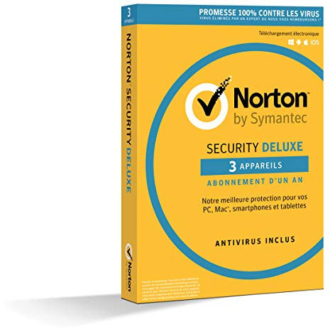 NortonLifeLock Security Deluxe 2018 - Antivirus 1 an pour PC, Mac, smartphone ou tablette, sous Windows, Mac OS, Android ou iOS - 3 appareils - Envoi postal