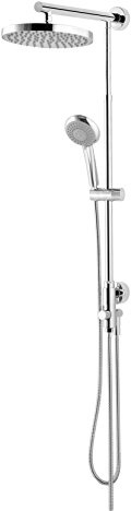 Schulte Duschsystem mit Umsteller, Kopfbrause rund, verchromter Korpus aus Messing, Duschmaster Rain mit Regendusche
