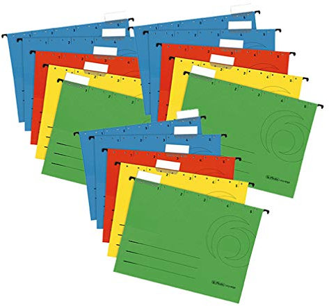 Herlitz 5874656 Hängemappe A4 UniReg farbig sortiert 5er Kraftkarton, 230 g/qm (3x 5er Pack)