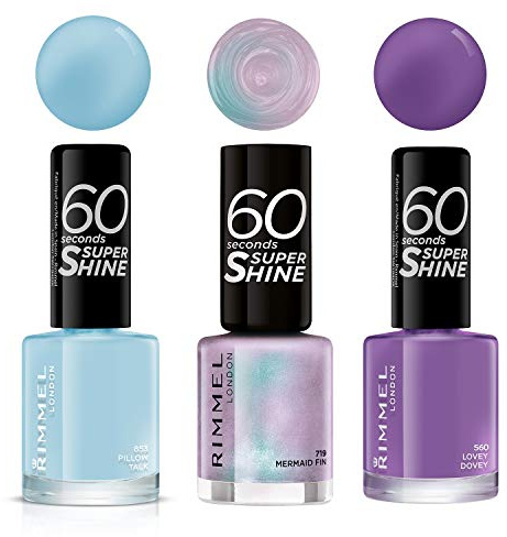 Rimmel London 60 Seconds Super Shine Mermaid Nail Polish Trio (Pack of 3)