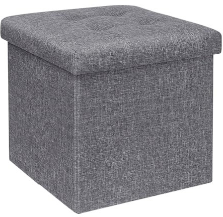Bonlife Sitzhocker mit Stauraum Sitzbank Faltbar Truhe Aufbewahrungsbox Pouf Hocker Bett Organizer Sitzwürfel aus PVC 32 X 32 X 32 cm (Grau-1)