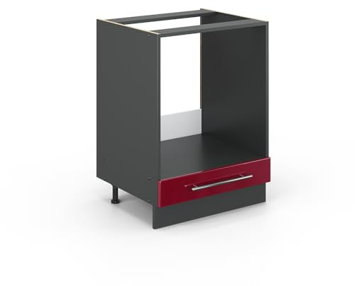 Vicco Herdumbauschrank Fame-Line, Bordeaux Hochglanz/Anthrazit, 60 cm ohne Arbeitsplatte