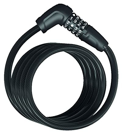 ABUS Spiralkabelschloss Numero 5510C/180 - mit SR-Halterung - Zahlenschloss aus 10 mm starkem Spiralkabel - ABUS-Sicherheitslevel 3-180 cm - Schwarz