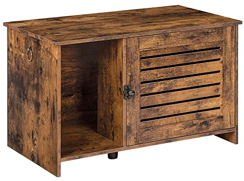 HOOBRO Katzenklo Schrank mit Lamellentür, Katzenschrank Katzenhaus, Katzenschrank für Katzentoilette, Innenraum große Katzenstreu-Aufbewahrungsbox, ‎80 x 45 x 46 cm, Vintagebraun EBF07MW01