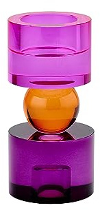 Gift Company Kerzen- und Teelichthalter Sari S, Windlicht, Dekolicht, Kristallglas, Pink, Orange, Lila, 15.2 cm, 1097003013