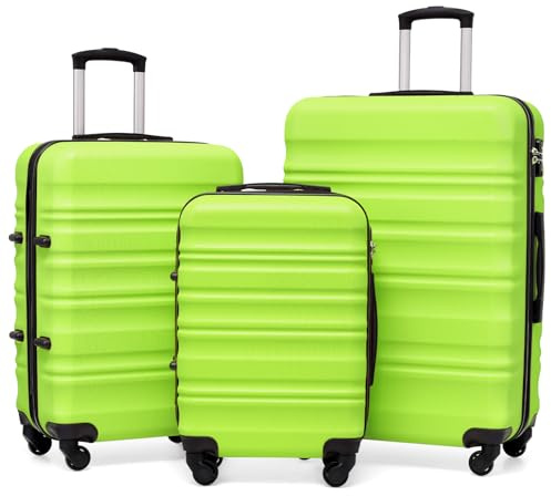 COOLIFE 3 Piece Hardshell Luggage Set, Suitcase Set with Smooth 4 Wheels | TSA Lock, Scratch-Resistant, Durable ABS+PC, Luggage Sets 3 Piece for Family Holiday Group Travel, Business Trip, Apple Green