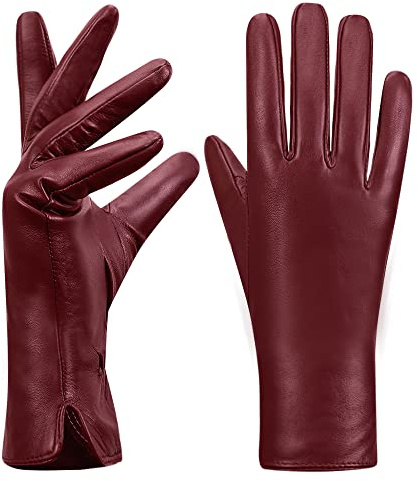 MGGMOKAY Damen Lederhandschuhe Kaschmir gefüttert