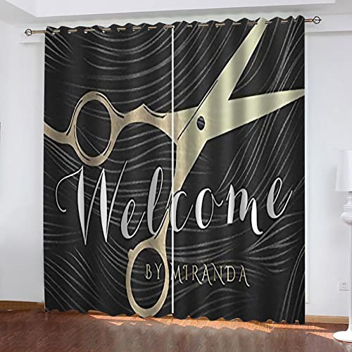 Tenda Per Bambini Cameretta Finestra Modello Di Forbici Da Parrucchiere Tende Oscuranti Per Interni 2 Pezzi 234X230Cm Tende Camera Da Letto Bambini Termica Isolante Tenda Oscurante Finestra Con Occhi