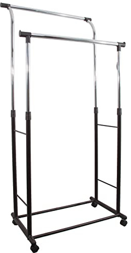 GERSO Doppel Kleiderständer höhenverstellbar 113–161 cm – 80 cm breit – innovatives Design mit versetzter Kleiderstange – stabil & platzsparend – belastbar bis 40 kg
