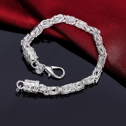 Silbernes Armband für Frauen 925 Sterling Silber Armband Für Frau Mann Hochzeitsfeier Mode Feines Schmucktemperament-20cm 8inches