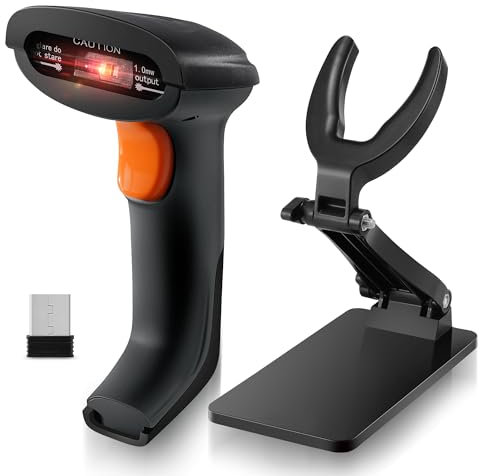 JRHC Handheld Barcode-Scanner, wiederaufladbare 1D Wireless CCD Barcode-Leser-Scanner für POS-System Sensing, Store, Supermarkt, Lager