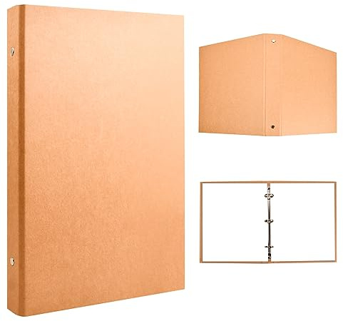 2 stycken A5-ringpärmar, pärm för kraftpapper, pärm A5, påfyllningsbar, 3 ringar, löst anteckningsblock, skydd, metall-trehålsbindare för dagbok, scrapbook, skola, kontor, resor (B)