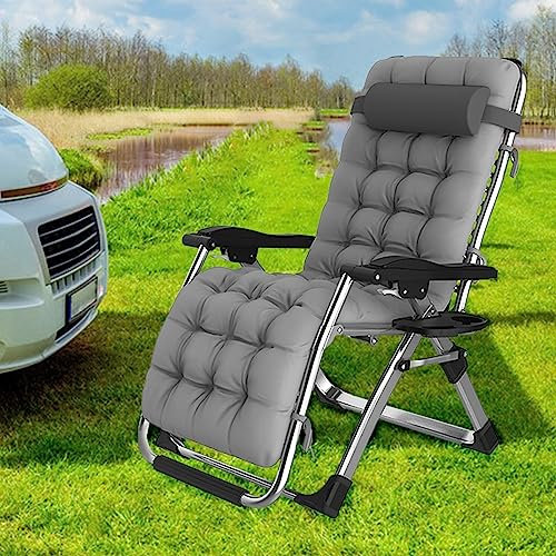 Klappbare Sonnenliege, Garten Relaxer Stühle extra breit, Outdoor Indoor Portable Liegestuhl mit Kissen und Nackenkissen