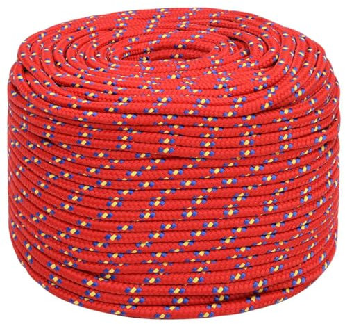 ZEYUAN Bootsseil Rot 8 mm 25 m Polypropylen, Ankerleine, Boot Fenderleine, Festmacherleine, Tauwerk, Kletterseil, Wurfleine, Schaukelseile, Schwimmleine