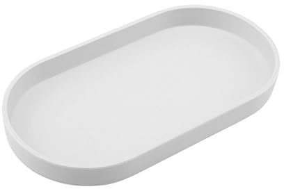 VCREATC Weißes kleines Tablett (25,4 cm), ovales Tablett für Badewanne, Badezimmer-Waschtisch-Gegenstände, Arbeitsplatten-Organizer, Kaffeezubehör, Seife, Parfüm.