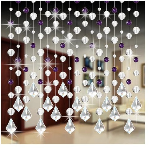 Cortina con Cuentas Cortina de Cuentas de Cristal 1m Cortina de Cristal de Cristal Cortina de Lujo Sala de Estar Dormitorio Dormitorio Decoración de la Boda (Color : Purple)